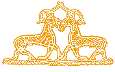 Museets logo: Thors to bukke Tandgrisner og Tandgnost. Smykke fra ca. 700 e.Kr. - fundet ved Tissø
